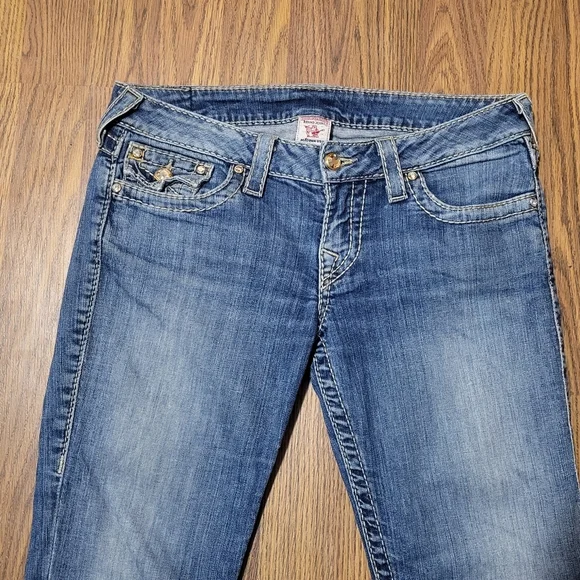 True Religion Women’s Straight Blue Jeans USA Made 29 Designer Denim L32 C96 - Picture 9 of 10